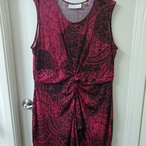 Avenue dark pink black twist front sleeveless dress